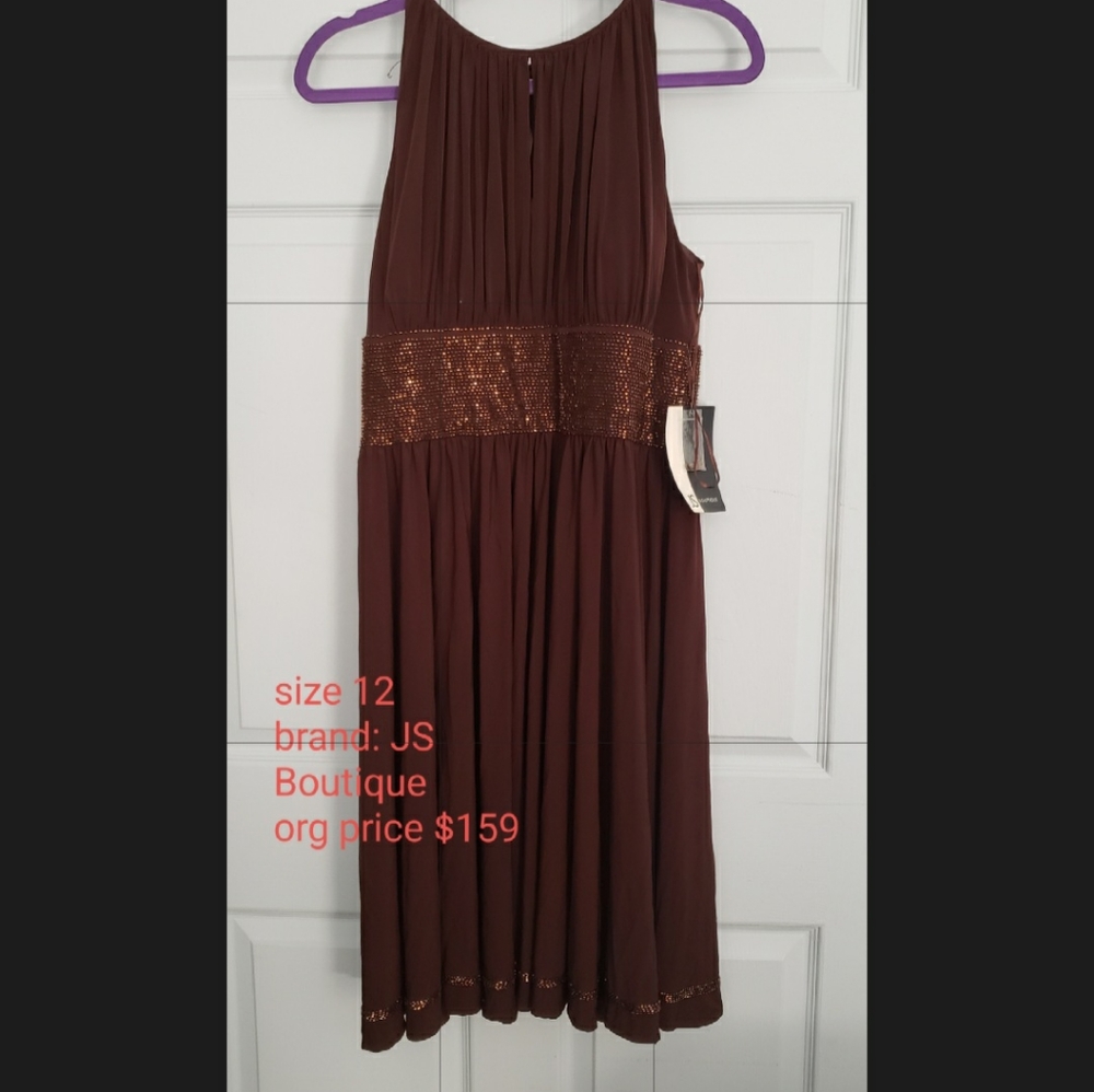 Brown beaded cocktail dress size 12